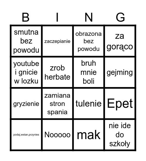 Dorotka Bingo Card