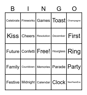 New Years Bingo Card