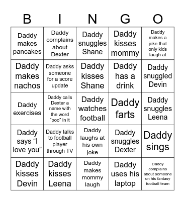 Daddy Bingo Card