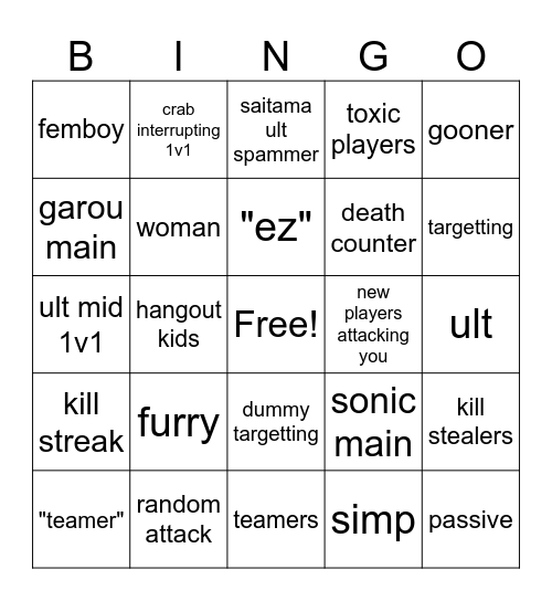 tsb bingo Card