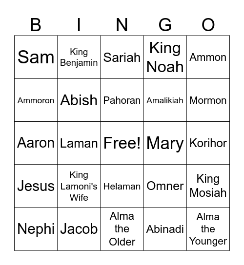 BofM People Bingo Card