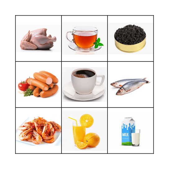 FOOD BINGO Card