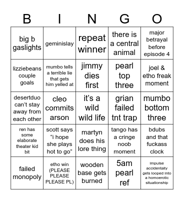 wild life bingo Card