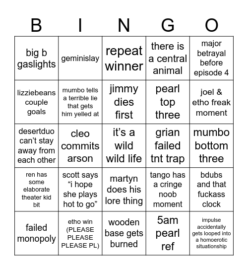 wild life bingo Card
