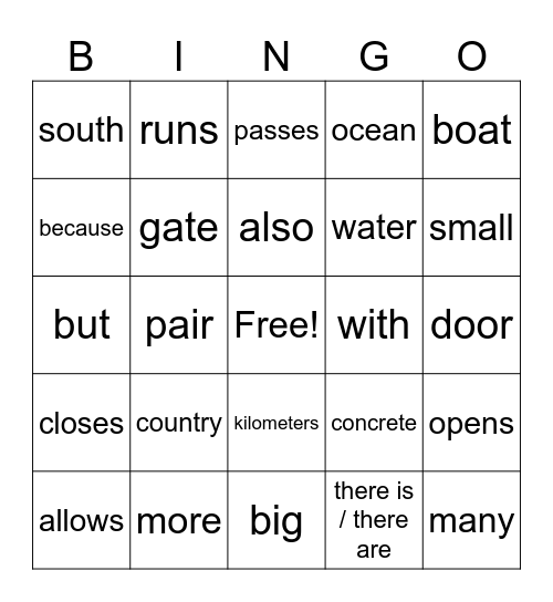 Somos Unit 3 - vocabulario del canal Bingo Card