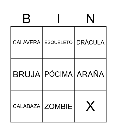 HALLOWEEN Bingo Card