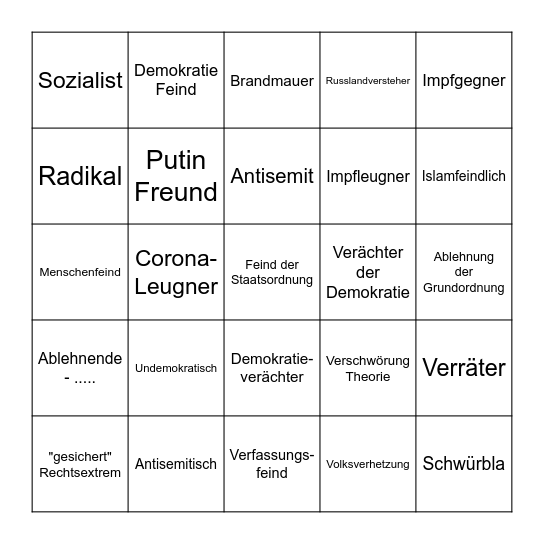 Medien Bingo Card