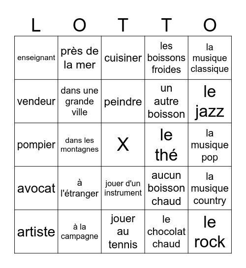 LOTTO Ma famille Bingo Card