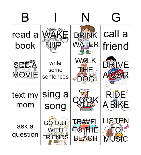 VERBS - SIMPLE PRESENT Bingo Card