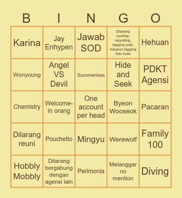 @yugoyono Bingo Card