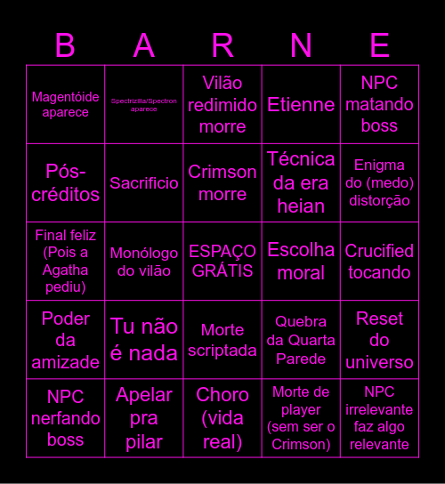 BINGO FINAL DE PC2 Bingo Card