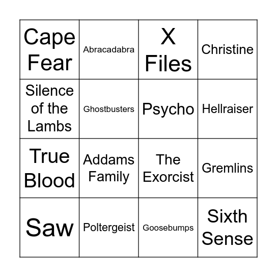 Halloween Bingo Card