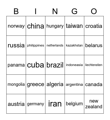 world Bingo Card