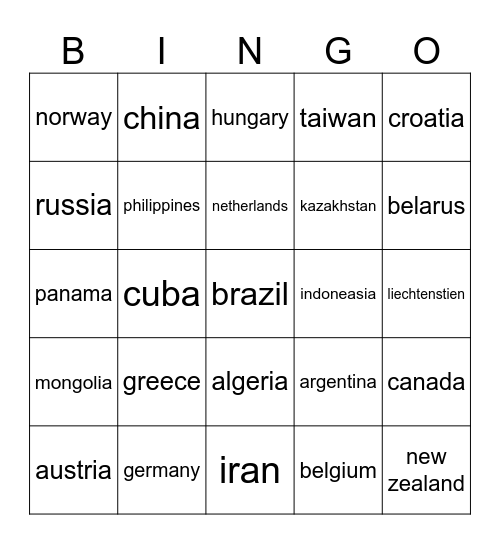 world Bingo Card