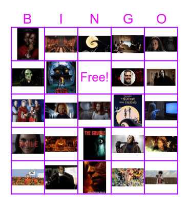 Halloween Movie Bingo Card