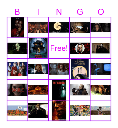 Halloween Movie Bingo Card