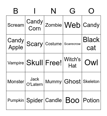 Halloween Bingo Card