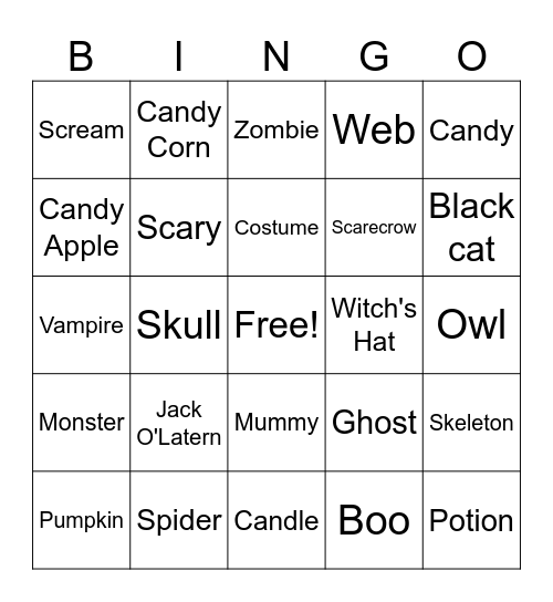 Halloween Bingo Card