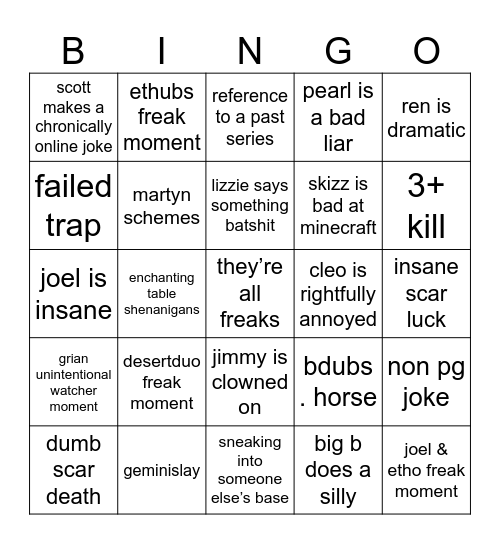 average life series session Bingo Card