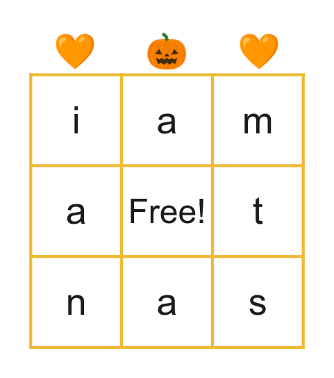 Spooky Initial Sounds Bingo Card