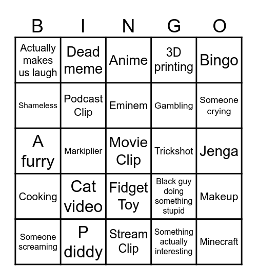 Yt shorts Bingo Card