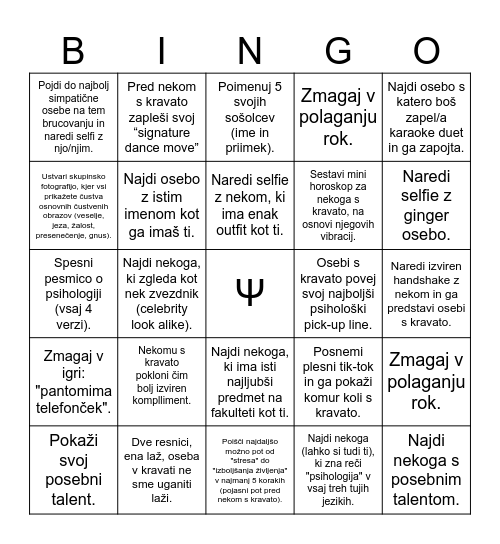 brucovalni bingo Card