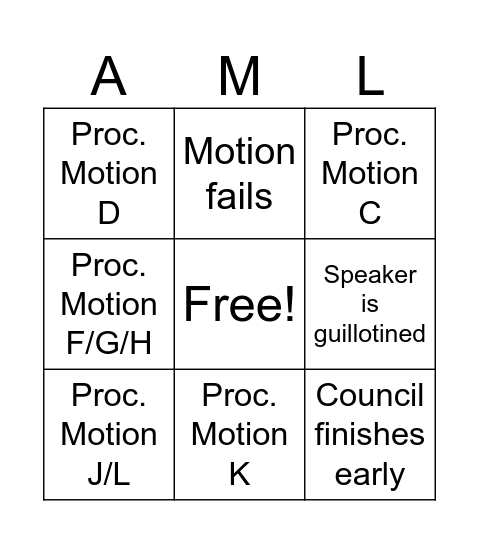 Ruaidhrí's Comhairle Bingo Card