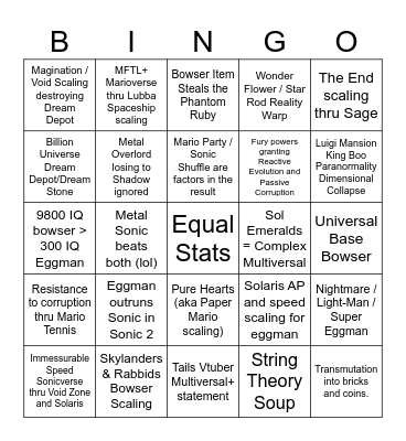 BOWSER VS EGGMAN Bingo Card