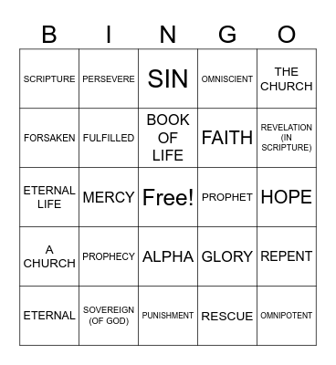 BSF KIDS INTRO.- WEEK 5 VOCABULARY Bingo Card