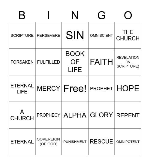 BSF KIDS INTRO.- WEEK 5 VOCABULARY Bingo Card