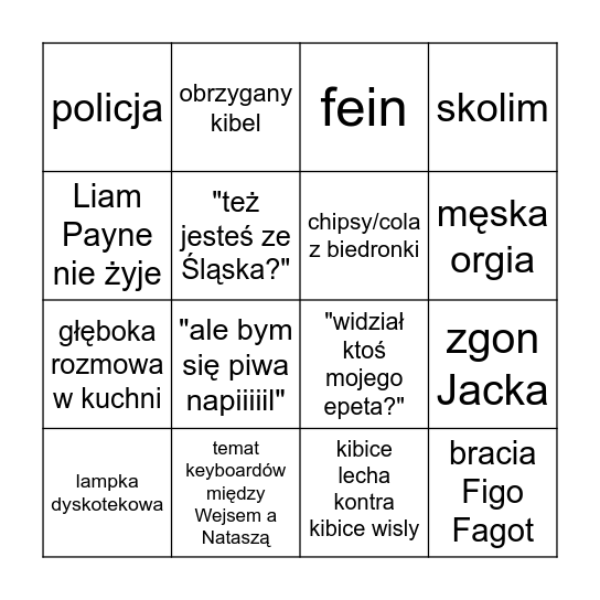 Halloweekend Bingo Card