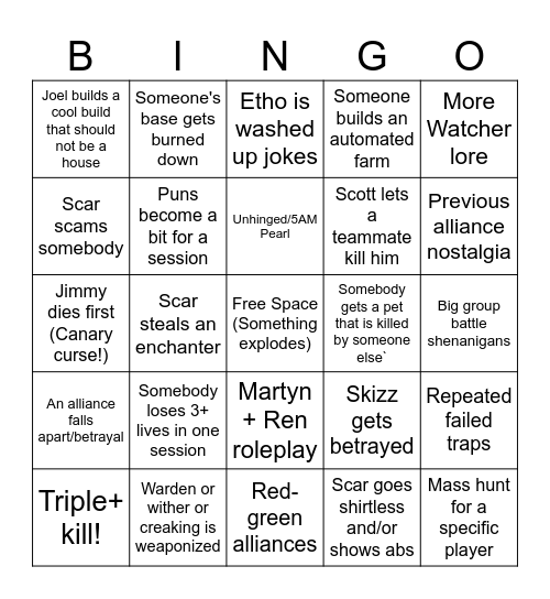 Life Series Bingo! Bingo Card