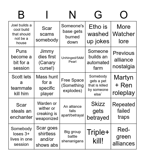 Life Series Bingo! Bingo Card