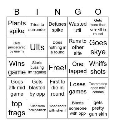 Valorant Bingo Card