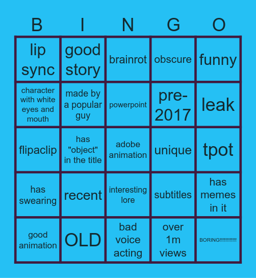 object show bingo Card