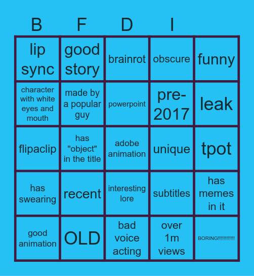 object show bingo Card