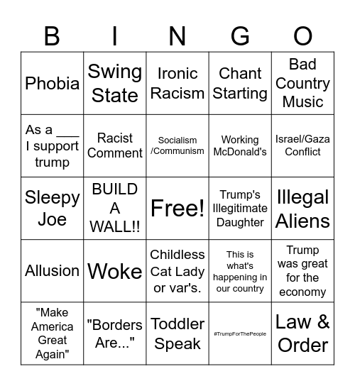 Maga rally Bingo Card