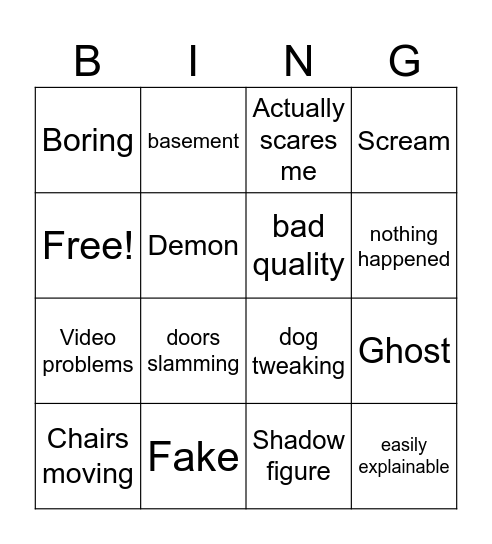 Scary Comps Bingo Card
