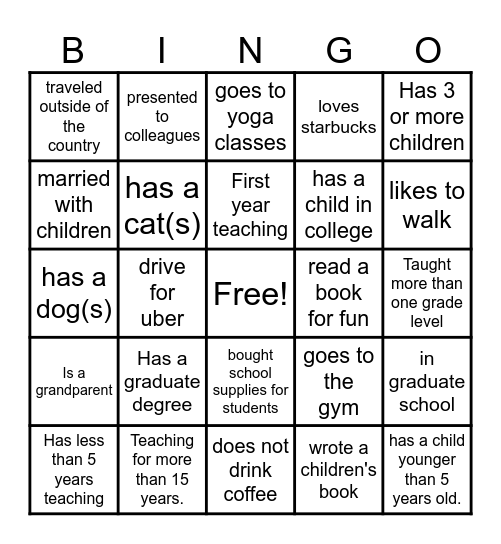 Educators Bingo Card