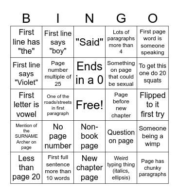 Bingo with my book Bingo Card