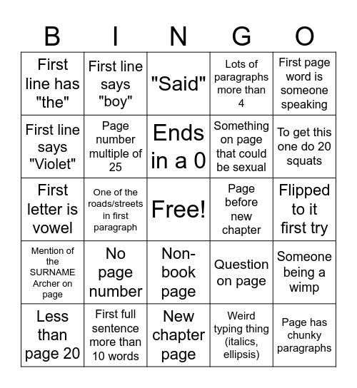 Bingo with my book Bingo Card