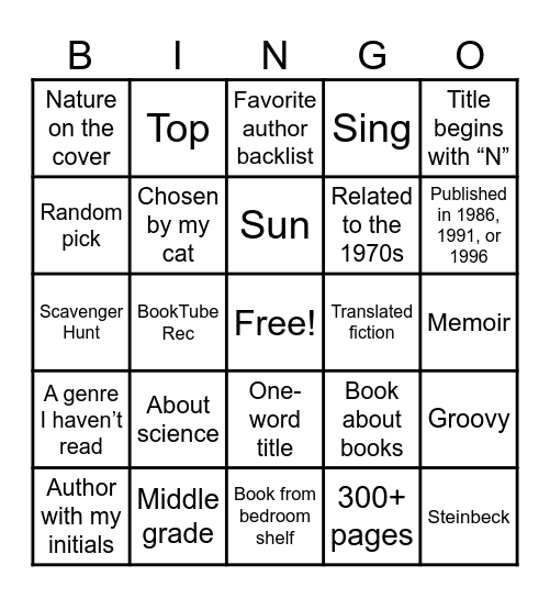 End of Year Bingo Card