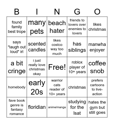 Pixie's Bingo Card