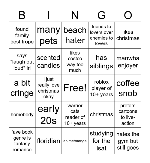 Pixie's Bingo Card