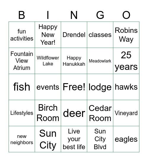 N35 Holiday Bingo Card