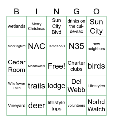 N35 Holiday Bingo Card