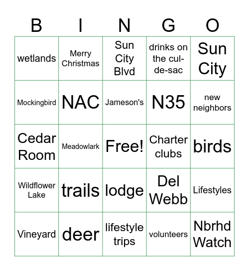 N35 Holiday Bingo Card