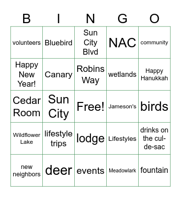 N35 Holiday Bingo Card