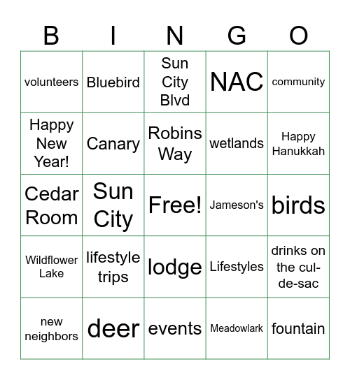 N35 Holiday Bingo Card