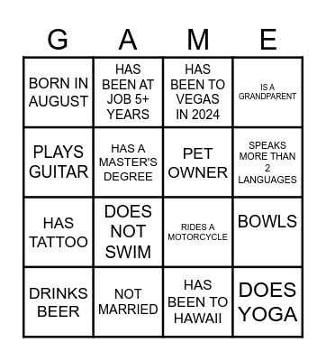 State Leaders Bingo Card